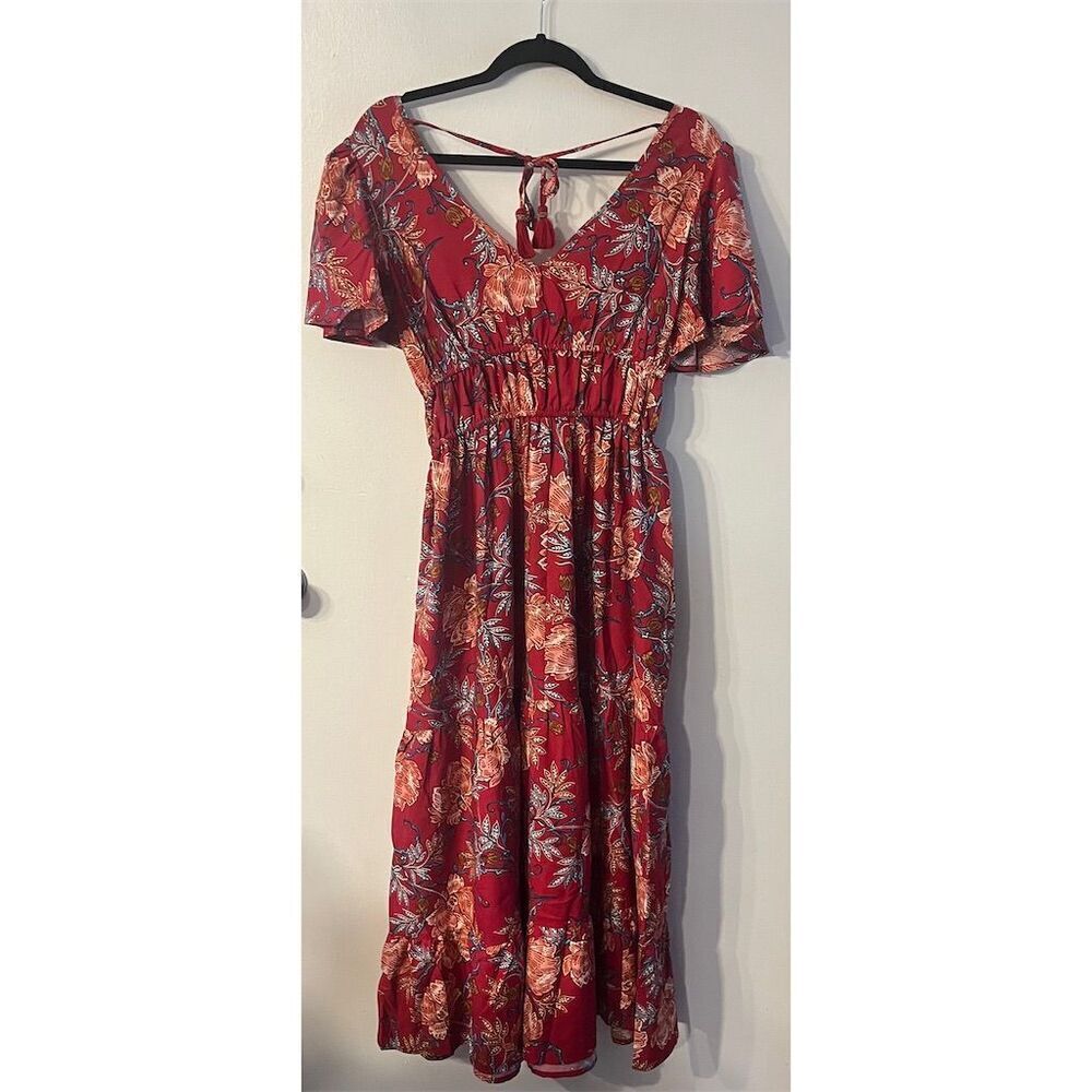 Band Of The‎ Free Abilene V Neck Floral Maxi Dress BoHo Sz Small NWT - Picture 8 of 9